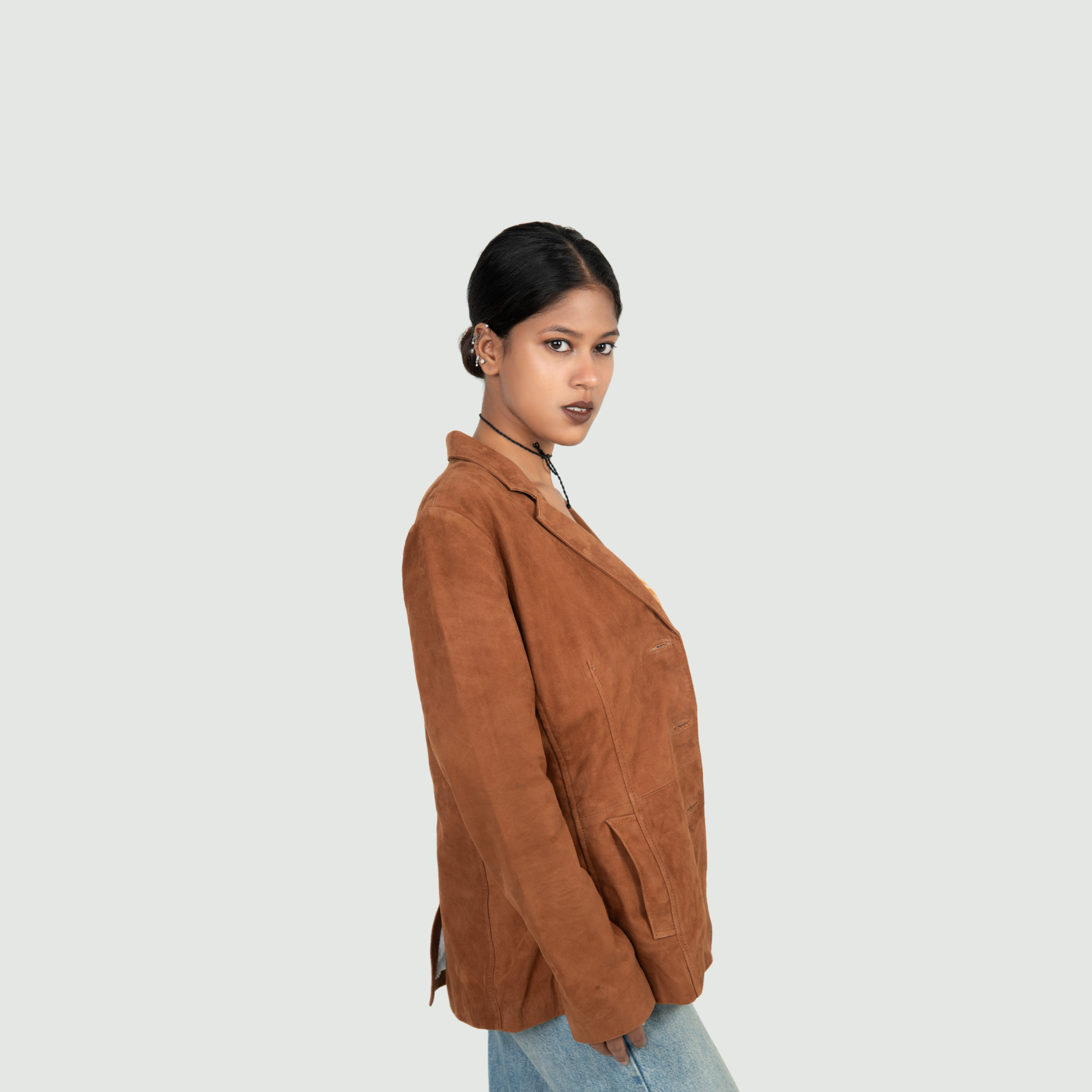 Tan Brown Suede Blazer