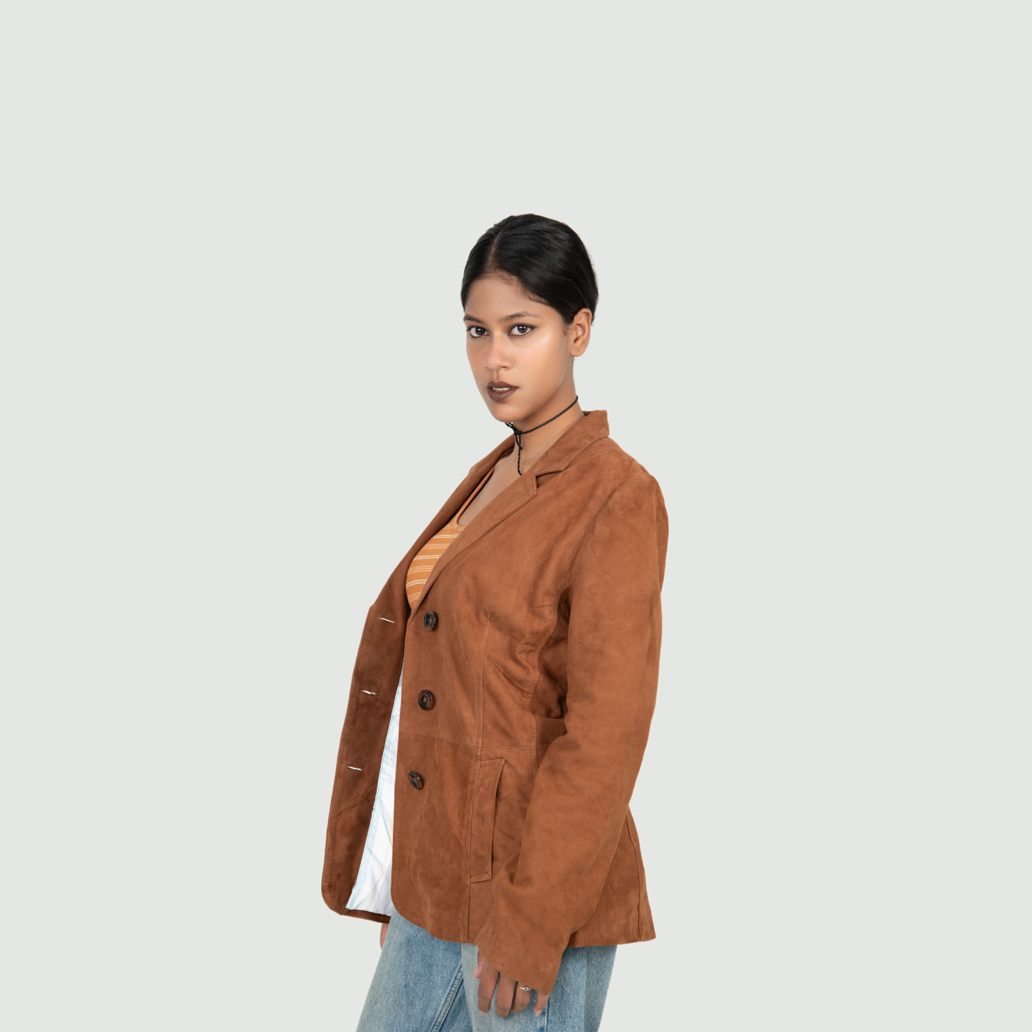 Tan Brown Suede Blazer