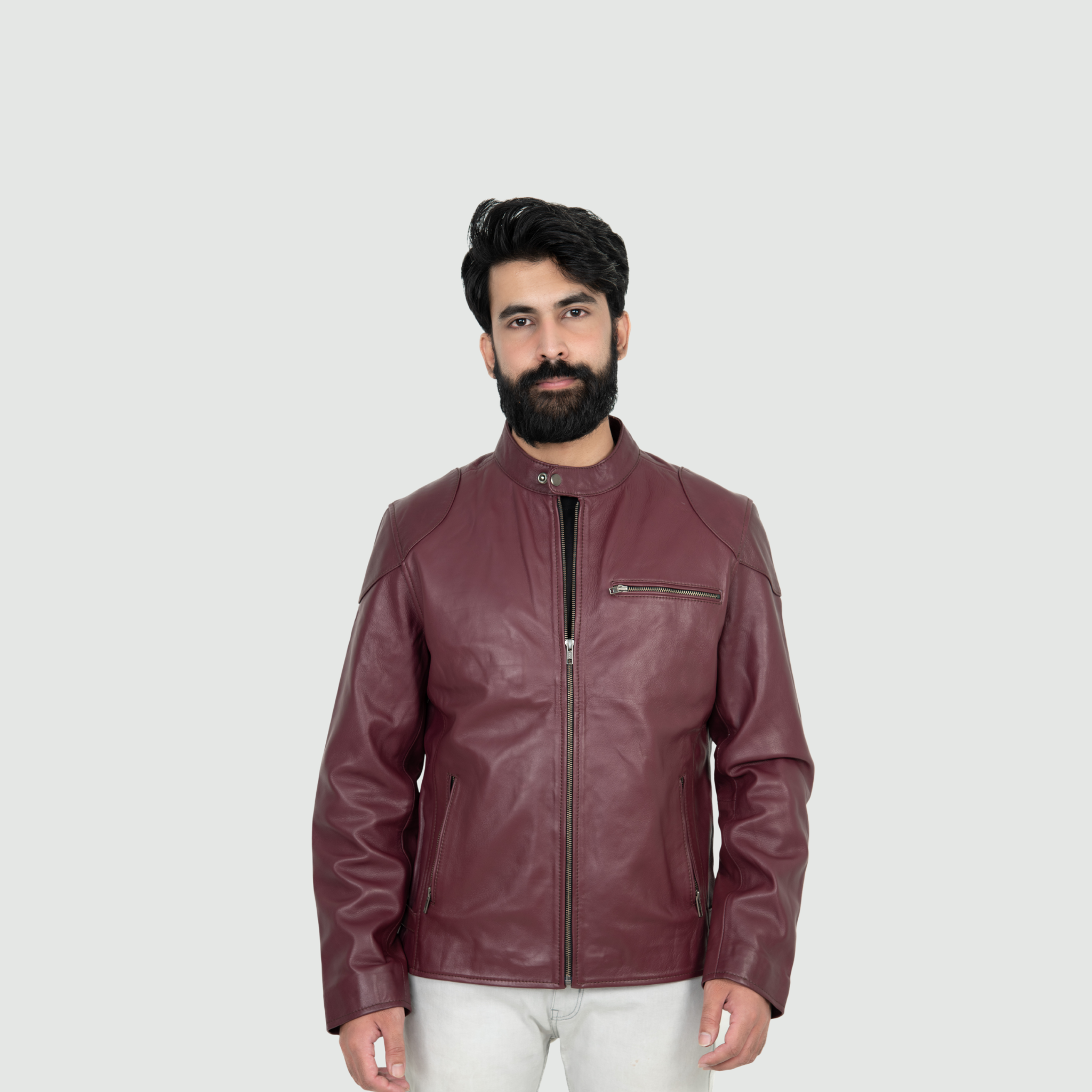 Wine Red Biker Jacket