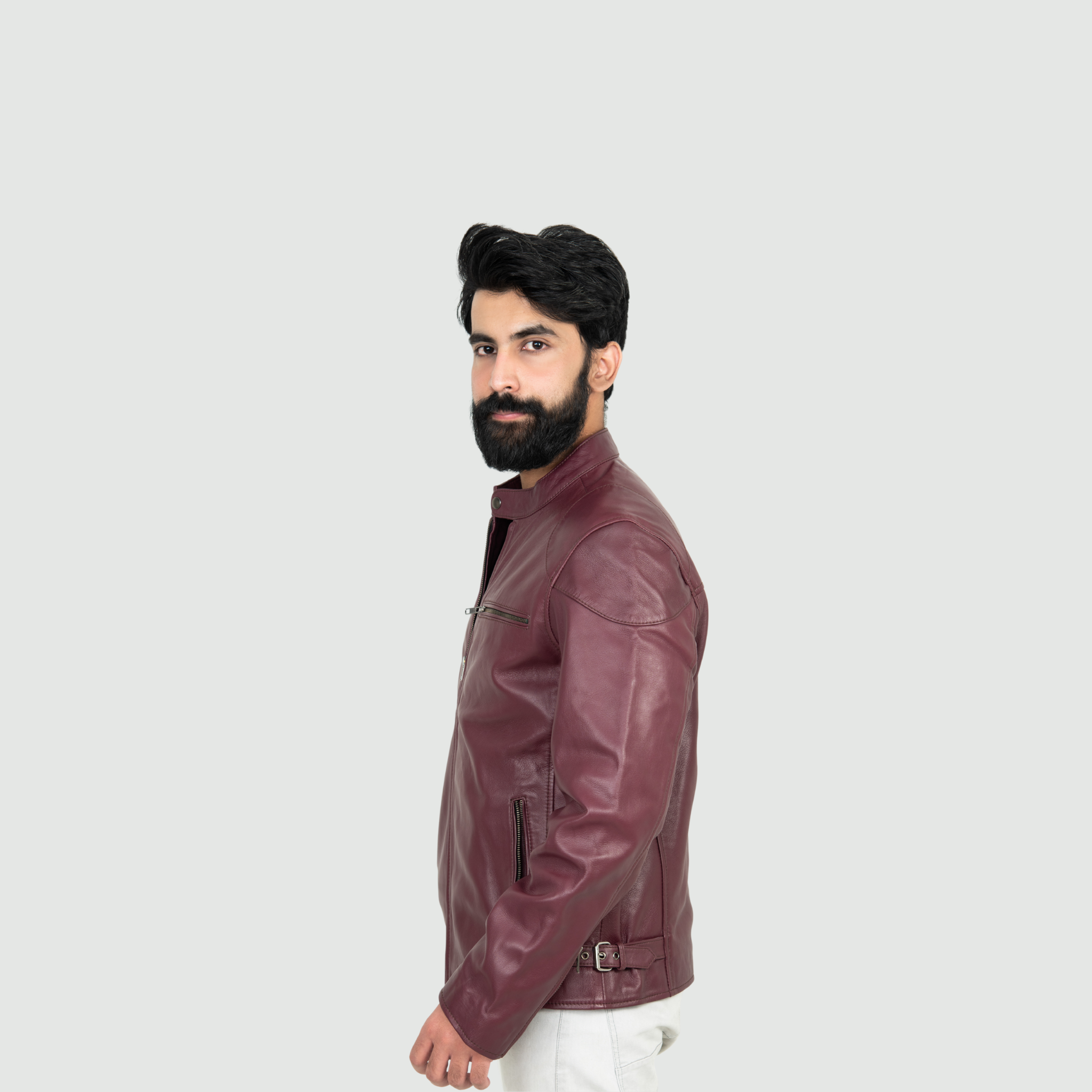 Wine Red Biker Jacket