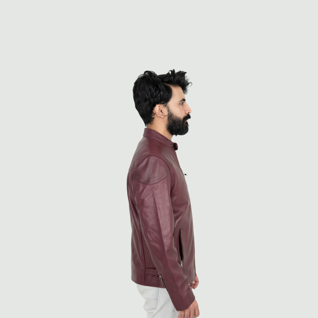 Wine Red Biker Jacket