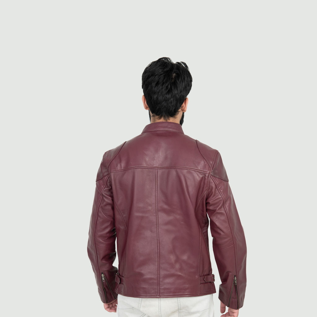 Wine Red Biker Jacket
