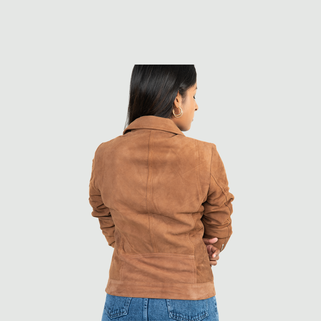 Tan Brown Suede Biker Jacket