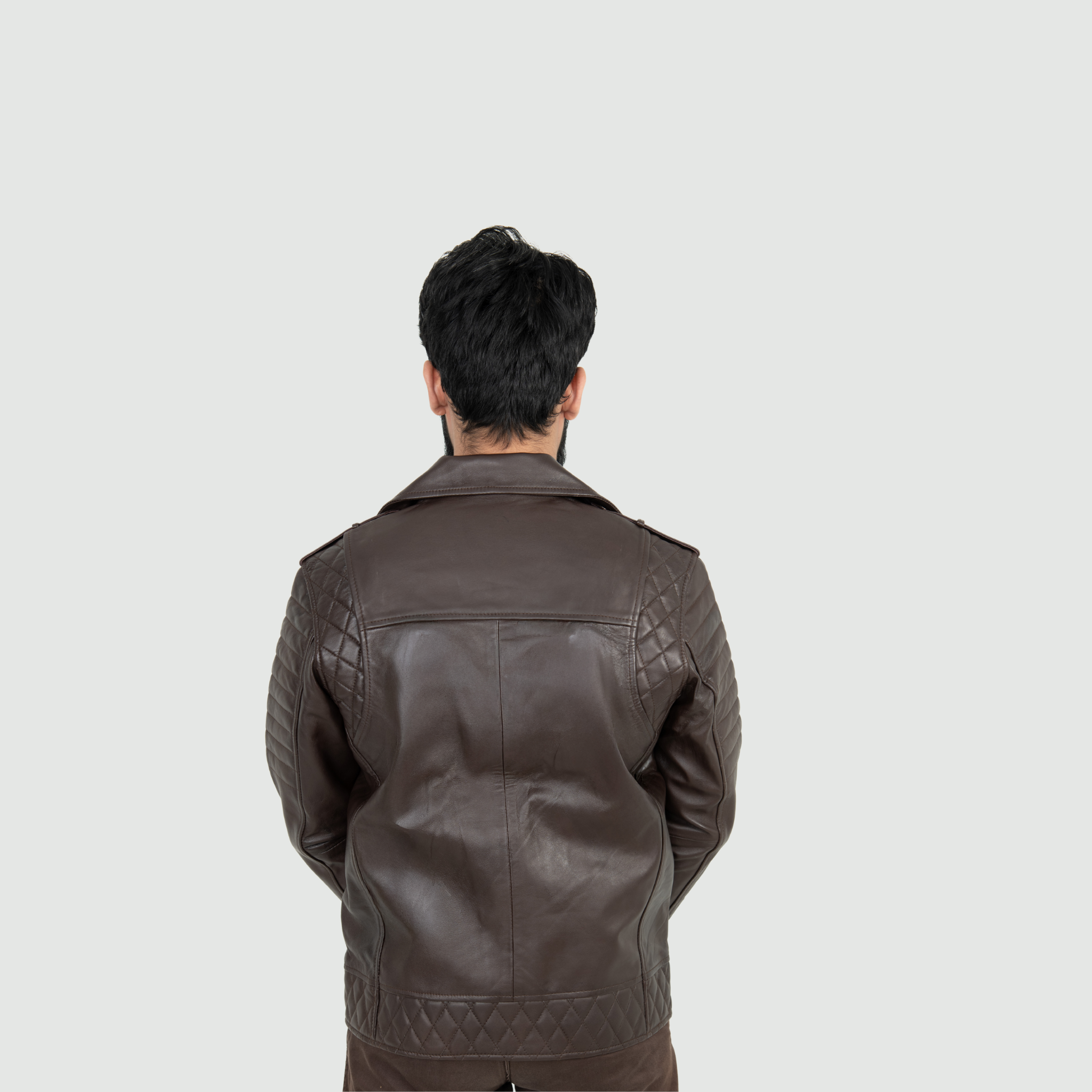 Deep Chocolate Brown Quilted Biker Jacket