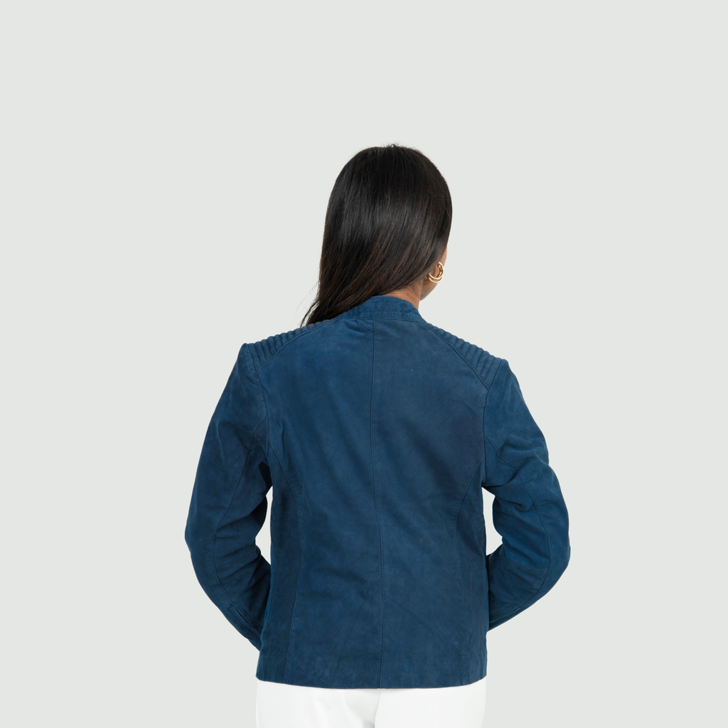 Deep Navy Blue Biker Jacket