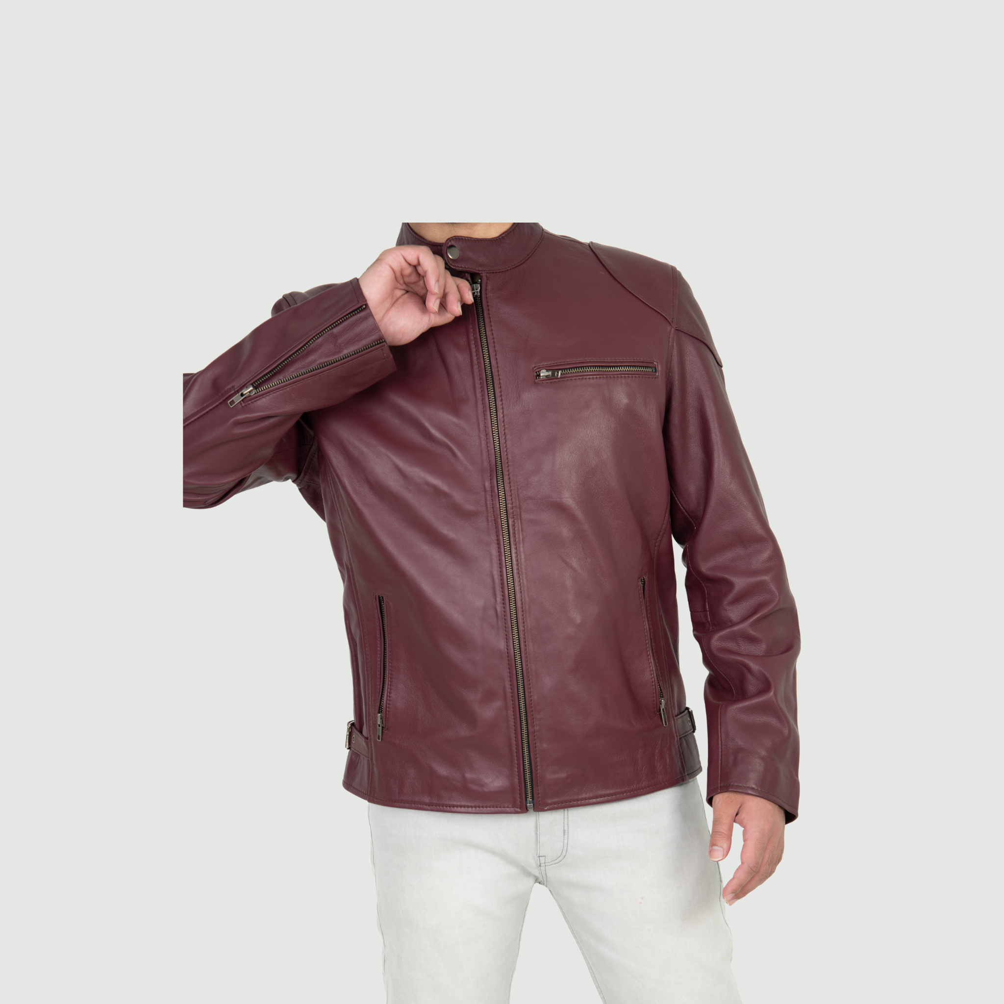 Wine Red Biker Jacket