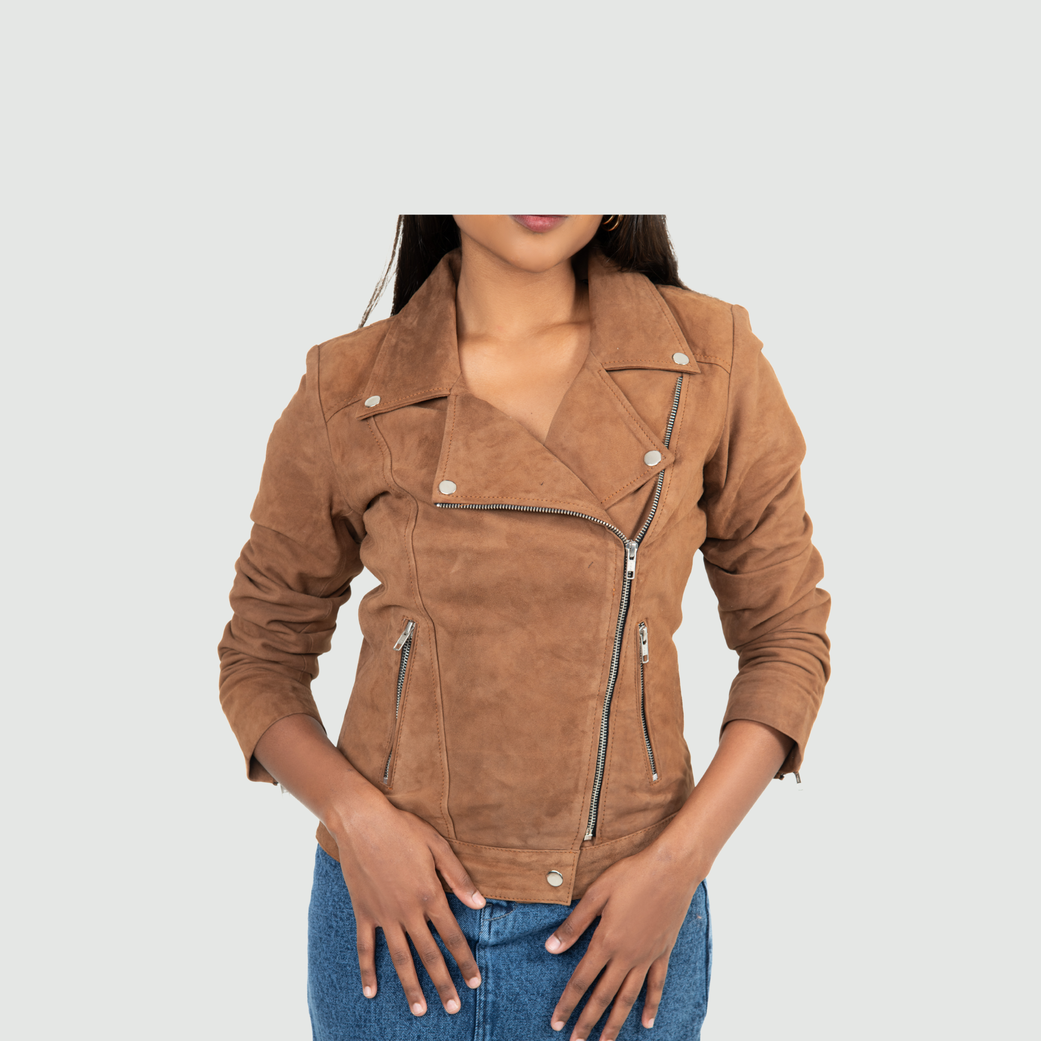 Tan Brown Suede Biker Jacket