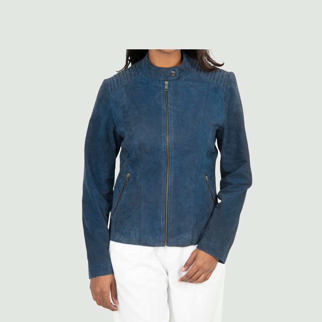 Deep Navy Blue Biker Jacket