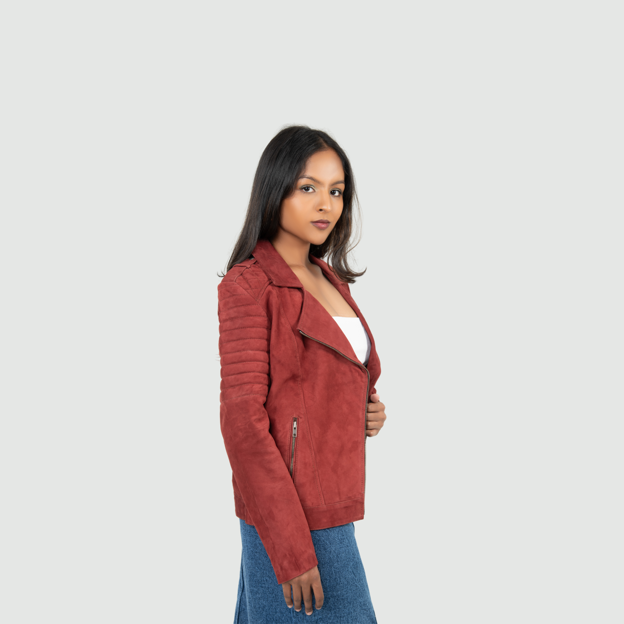 Brick Red Biker Jacket